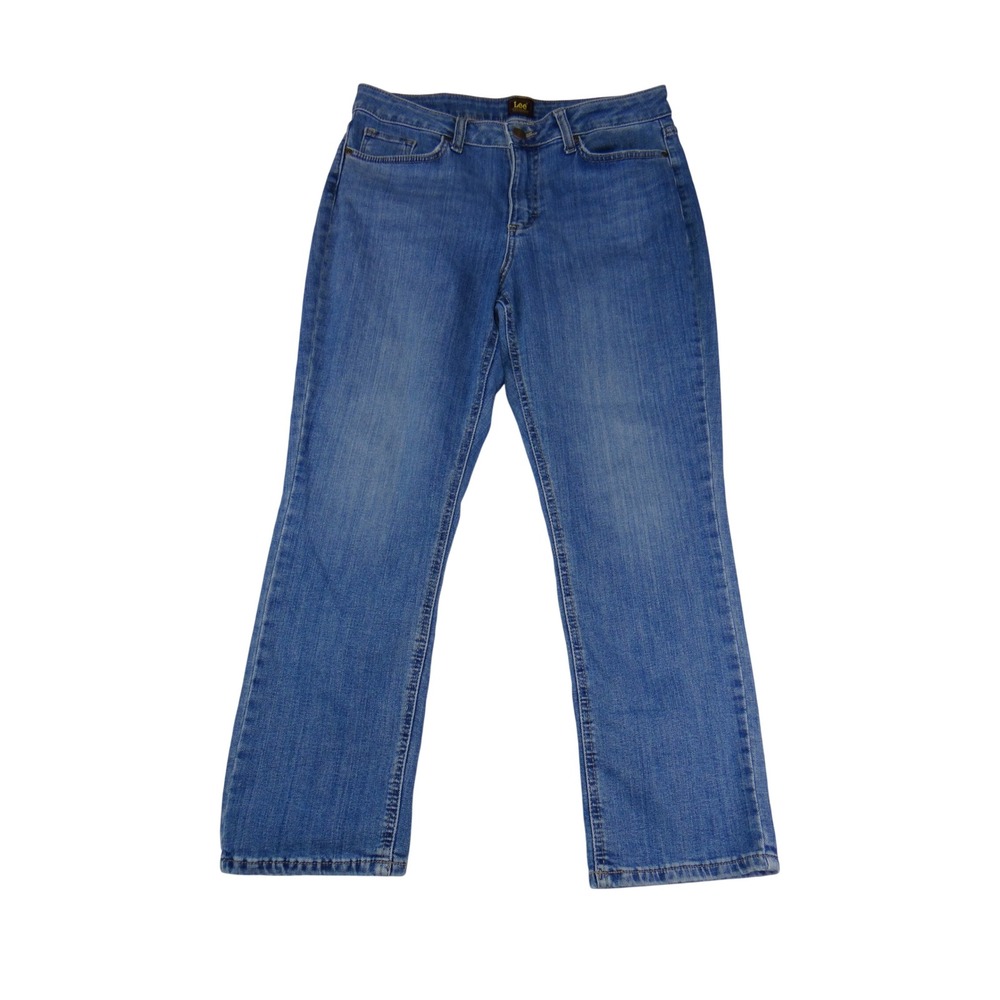Lee Womens Smarter Fit Straight Leg Blue Stretch Denim Jeans 12 Short 4457